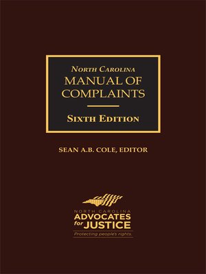 cover image of North Carolina Manual of Complaints